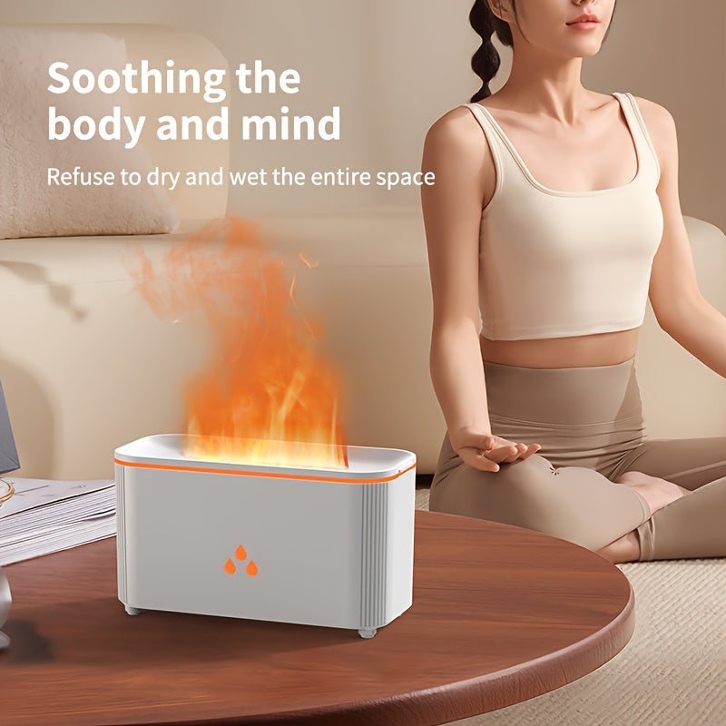 Humidifier, Humidifier Diffuser, Simulated Flame Light, Ambient Light, Creative Flame Design, Cold Mist Spray Mode, USB Power Supply, Simple And Compact, Suitable for Various Scenarios