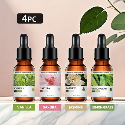 4-Pack 10ml Aroma Diffuser Essential Oil Bottles